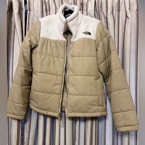 North face puffer tan and cream
